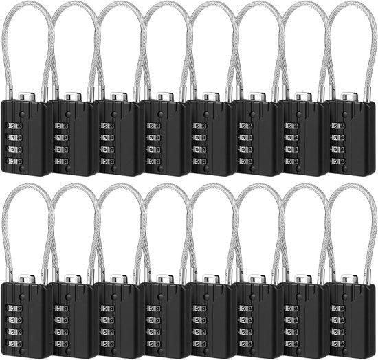 24 Stuks Slot per Bagaglio con Corpo a Scaglia, Combinazione a 3 Digit, per Bagaglio, Borsa, Slot di Cassetta senza Chiave, Riparabile, con Cavo per Appendere per Scuola, Palestra, Cassetta Segreta, Nero