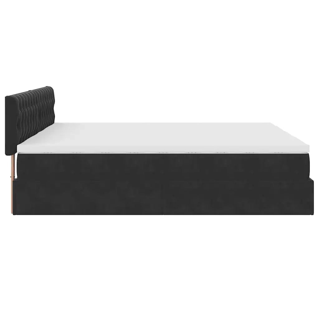 Struttura Letto Pouf con Materassi Nero 180x200 cm in Velluto 3312094
