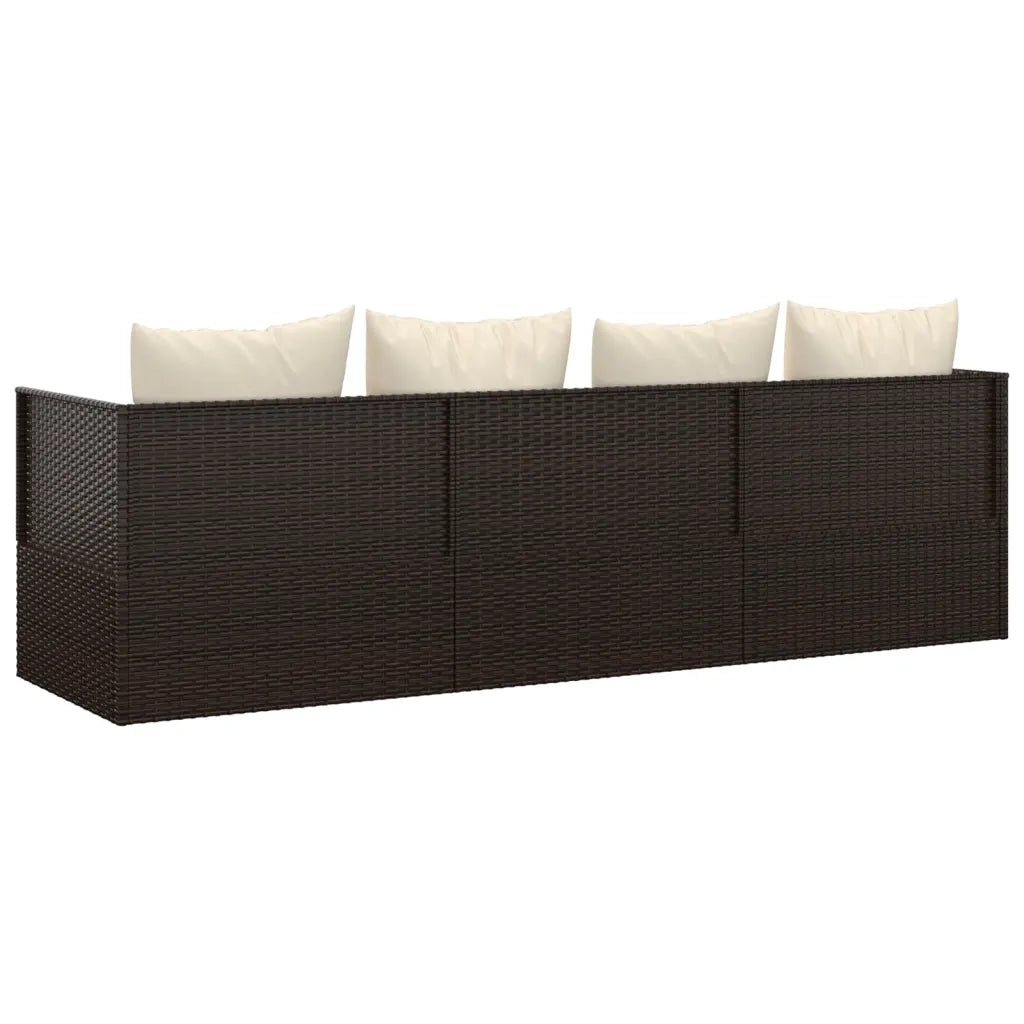 Lettino Prendisole | Sdraio da giardino | Lettino da sole da Esterno con Cuscini Marrone in Polyrattan