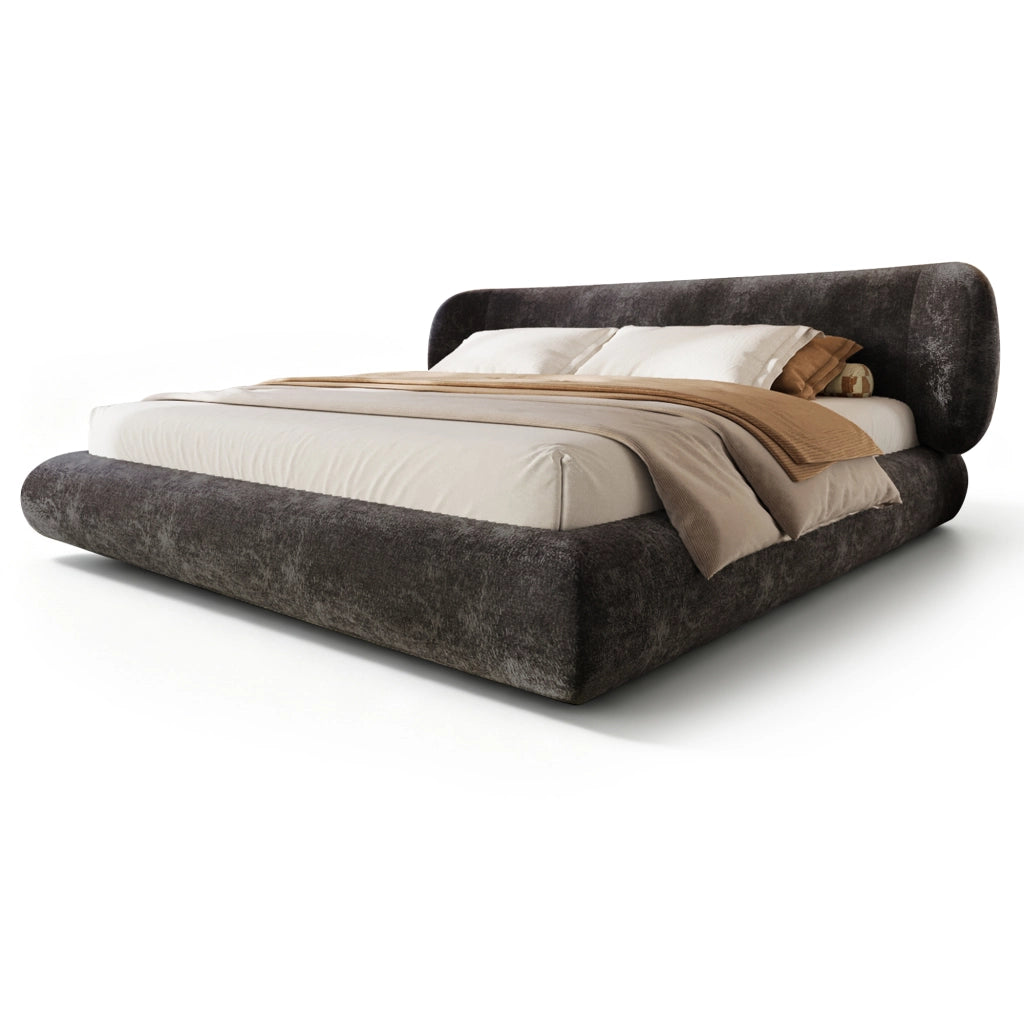 letto imbottito chenille grigio 233 x 225 cm