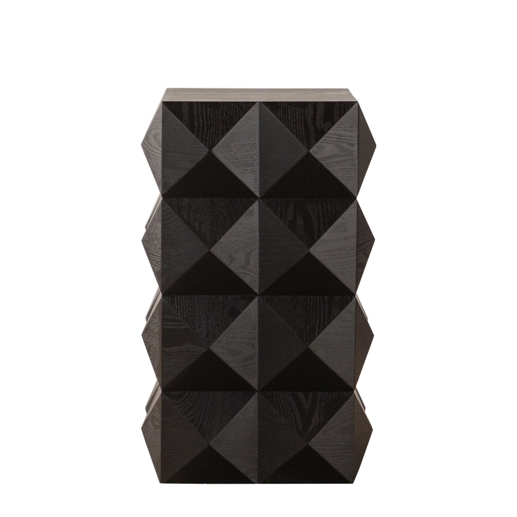 Tavolino basso in legno massello e MDF con rilievo tridimensionale, stile retrò, senza montaggio, per soggiorno, nero