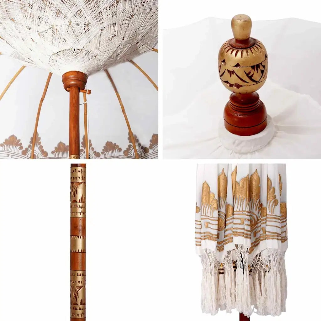 vidaXL Parasol Balinese Crema (180-190) x 260 cm