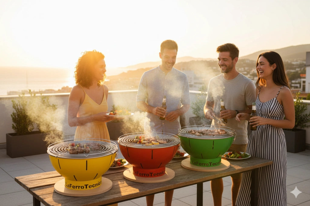 Barbecue a Carbonella Ø41x25 cm Smile in Acciaio Giallo
