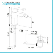 Miscelatore bidet spazzolato Mariani serie Artic scarico incluso