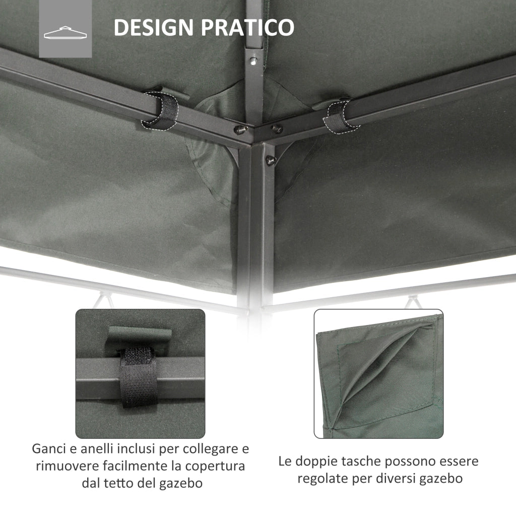 Copertura per Gazebo 2 Livelli ¨C Zephmum ¨C Poliestere 4x3 m Grigio Scuro