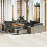Set Divano da Giardino con cuscino 13 pcs Grigio polyrattan