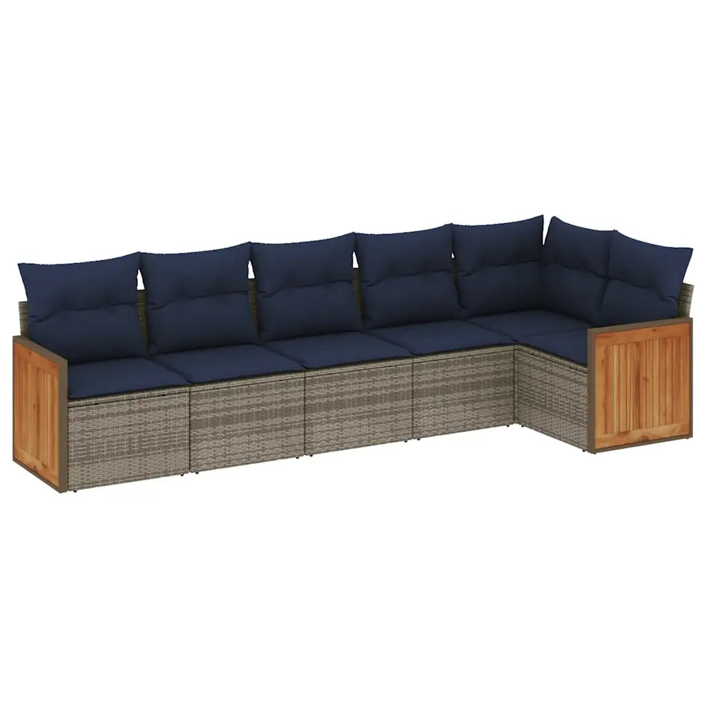 Set Divani da Giardino 6 pz con Cuscini Grigio in Polyrattan 3227671