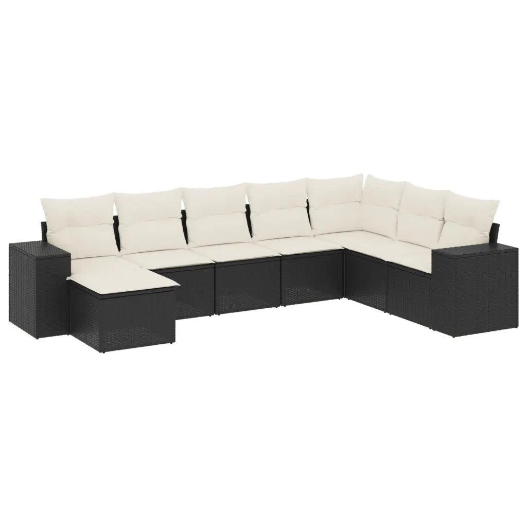 Set Divani da Giardino con Cuscini 8 pz Nero in Polyrattan 3222955