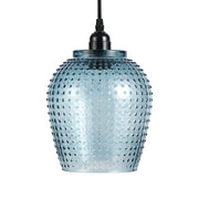Lampada a sospensione Riva in vetro blu a pois