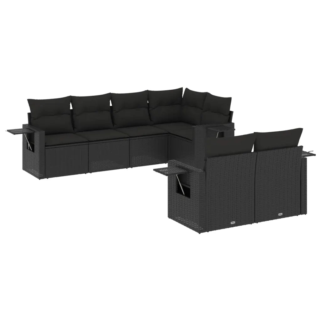 Set Divani da Giardino con Cuscini 7pz Nero Polyrattan 3220404