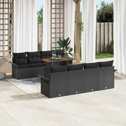 Set Divano da Giardino con cuscino 7 pcs Nero polyrattan