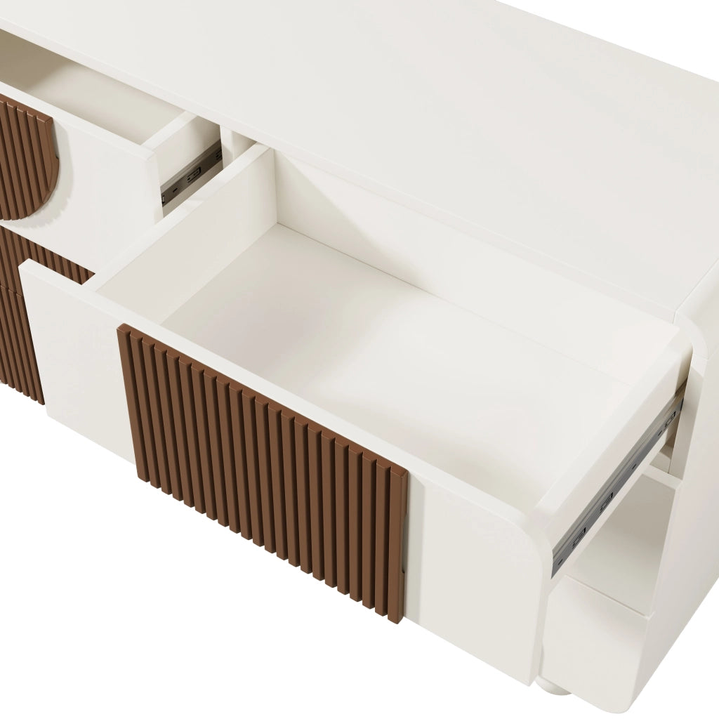 CASSETTIERA 6 cassetti 121x71x41 cm bianca con dettagli in legno