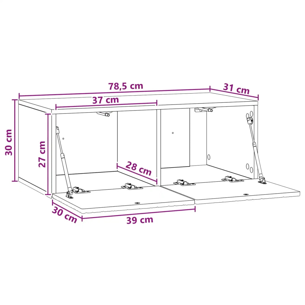 Mobile Porta TV da Muro-Credenza per TV sospesa 78,5 x 31 cm Bianco