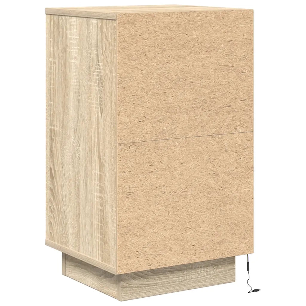 Comodino | Armadio da Notte | Mobiletto da notte con Luci LED Rovere Sonoma 38x34x65 cm