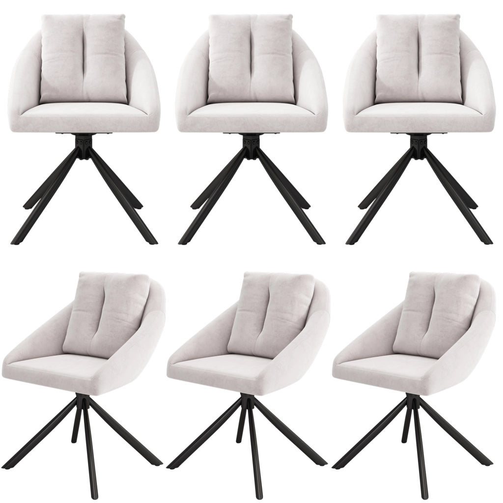 Sedia da Pranzo Girevole Set da 6 con Rotazione a 360° e Design Ergonomico in Velluto Beige