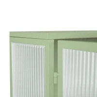 Moderno pensile con ante in vetro, due livelli di spazio chiuso, ripiano aperto e porta asciugamani, 70×23×78 cm, Verde