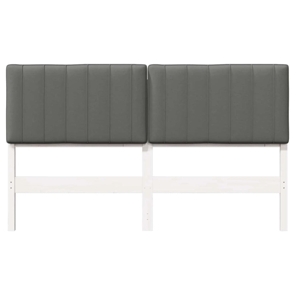 Testiera imbottita Bianco e grigio chiaro 160 cm Pino massello