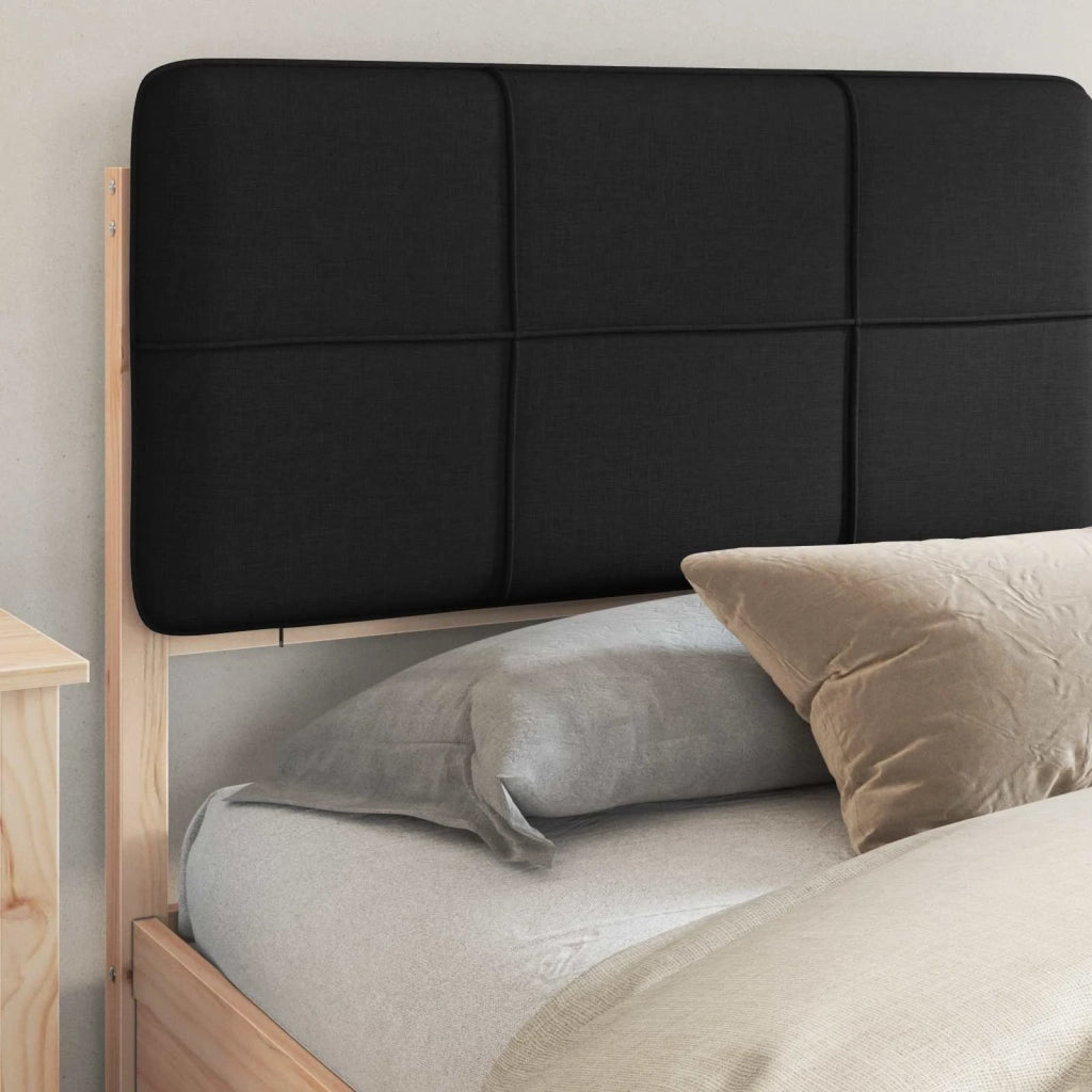 Letto con Testiera Rivestita Nero 180 x 200 cm Pino massello