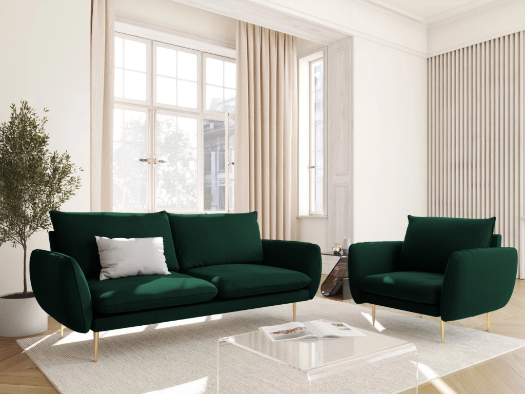 Cosmopolitan Design - Divano "Vienna" 2 posti in velluto verde bottiglia 