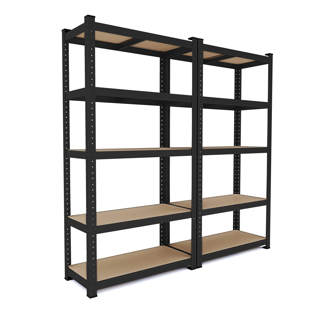 2 Scaffali In Metallo E MDF Ad Alta Portata Fino A 875 Kg Con 5 Ripiani Regolabili Ideale Per Garage Officina Cantina Magazzino Capannone Design Modulare 180 X 90 X 40 Cm Nero