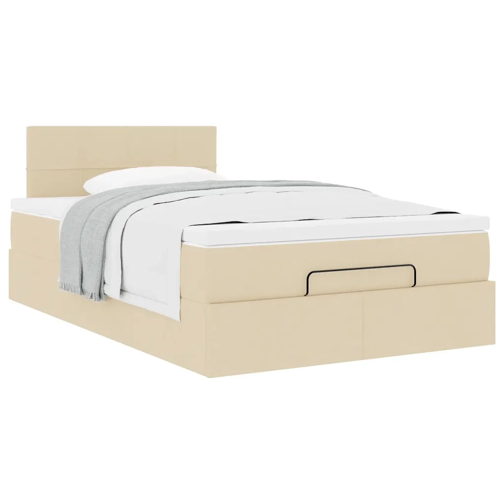 Struttura Letto Pouf con Materasso Crema 120x200 cm in Tessuto 3311454