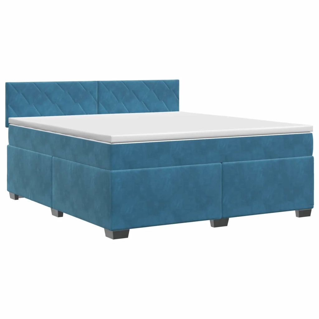 Letto box spring con materasso Blu Scuro 160 x 200 cm Velluto 3450756
