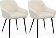 Set di 2 sedie e poltrone da pranzo JANY in velluto a coste beige