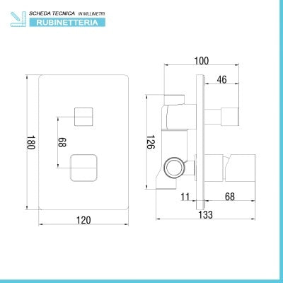 Set doccia da incasso con soffione 20 cm e kit doccia completo Lotus