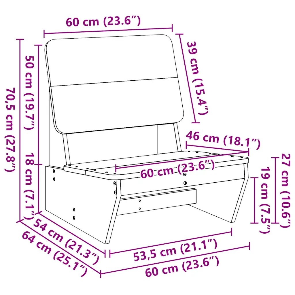 vidaXL Sedie da Giardino 2 pz 60x64x70,5 cm Legno Massello di Pino