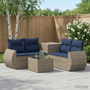 Set di divani 6 pz Grigio e Blu Navy Rattan sintetico e Acciaio 3447515