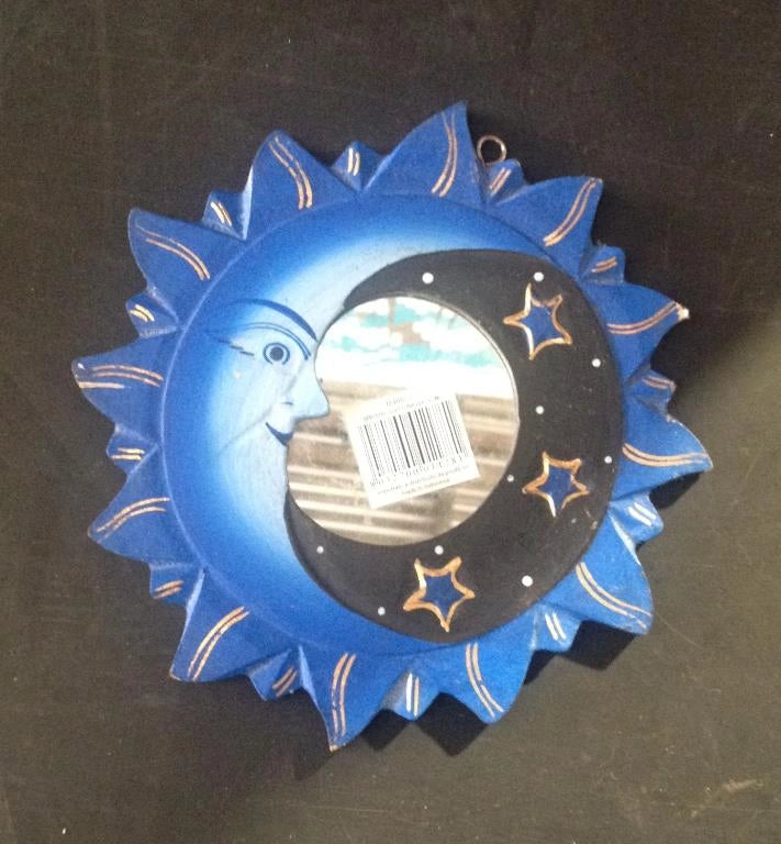 Specchio da Parete in Legno Sole Luna 20 cm