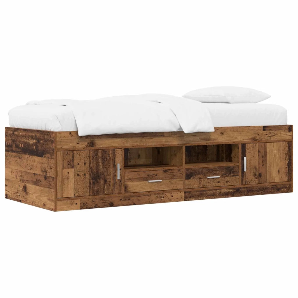 Telaio del letto con storage con porta Legno antico 80 x 200 cm 3429496