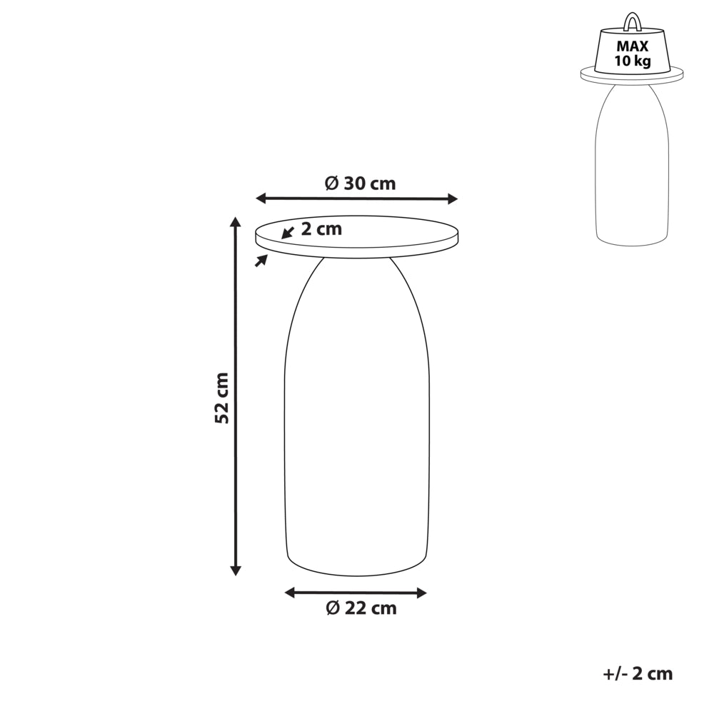 Tavolino in legno di mango chiaro e dorato 30 cm base rotonda soggiorno camera da letto