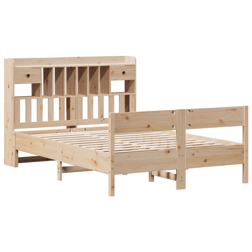 Letto matrimoniale | Letto per adulti | Letto Libreria senza Materasso 135x190 cm in Legno di Pino