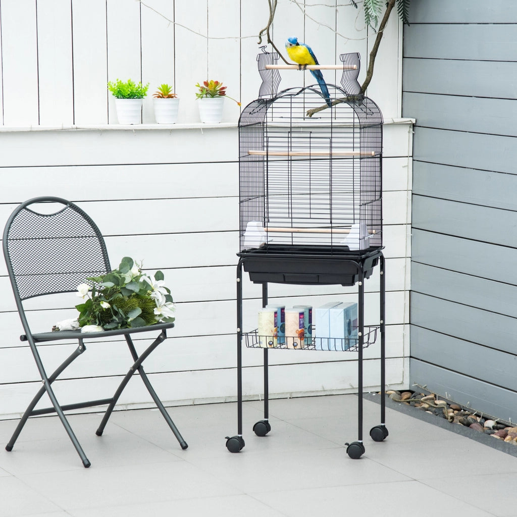 Gabbia per Uccelli da Giardino ¨C zephmum ¨C Nera, Acciaio, Legno, 46x36x130 cm