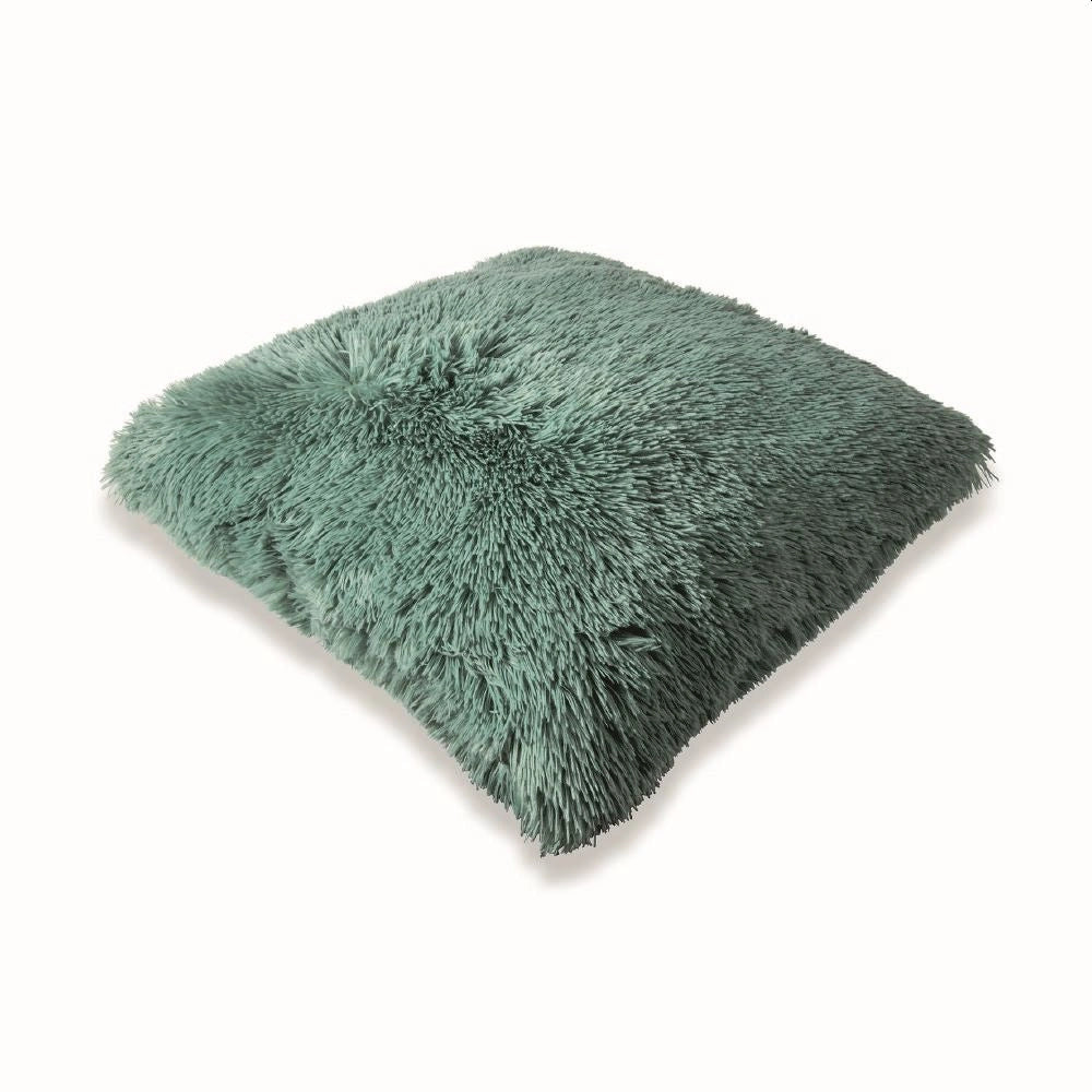 GLAM CUSCINO ARREDO IN ECOPELLICCIA 55X55 VERDE SALVIA