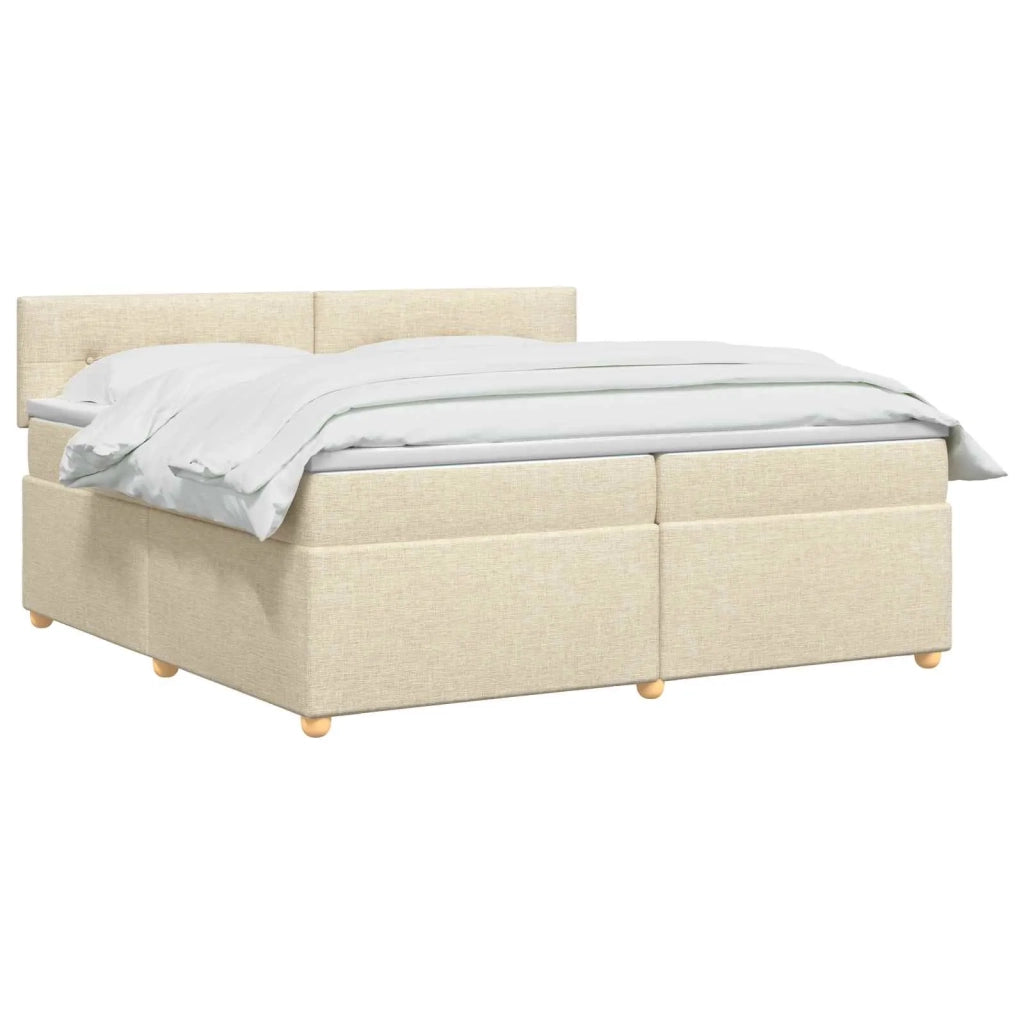 Letto box spring con materasso Crema 200 x 200 cm Tessuto 3451040