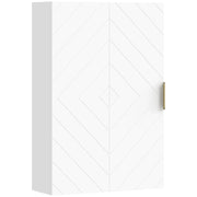 g Armadietto Bagno a Muro con Anta Decorata. Maniglia Dorata e Ripiani Regolabili. 40x15x60 cm. Bianco