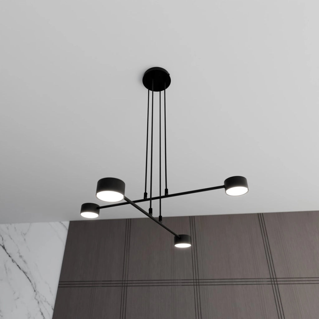 Lampada a sospensione MODUS nera regolabile 4xGX53 Emibig