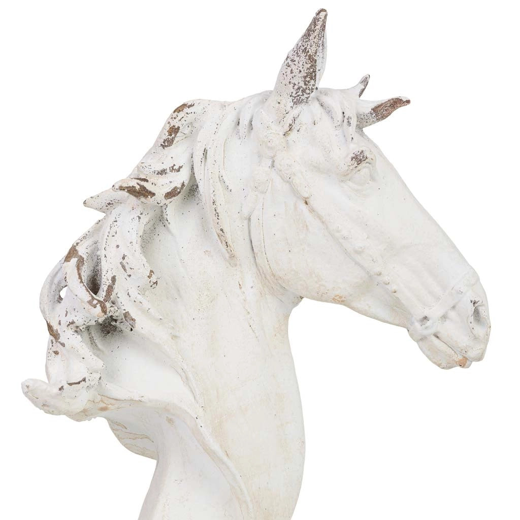 Figura decorativa a forma di cavallo in magnesio bianco, 25x10x38h cm