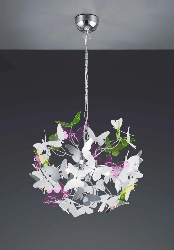 Lampada a sospensione con farfalle, metallo, multicolor, D 50 cm, Butterfly