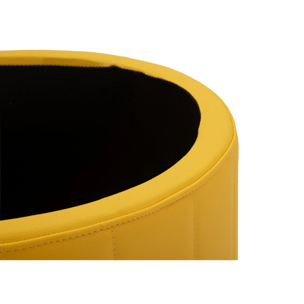 Pouf contenitore London in ecopelle senape e base in metallo oro