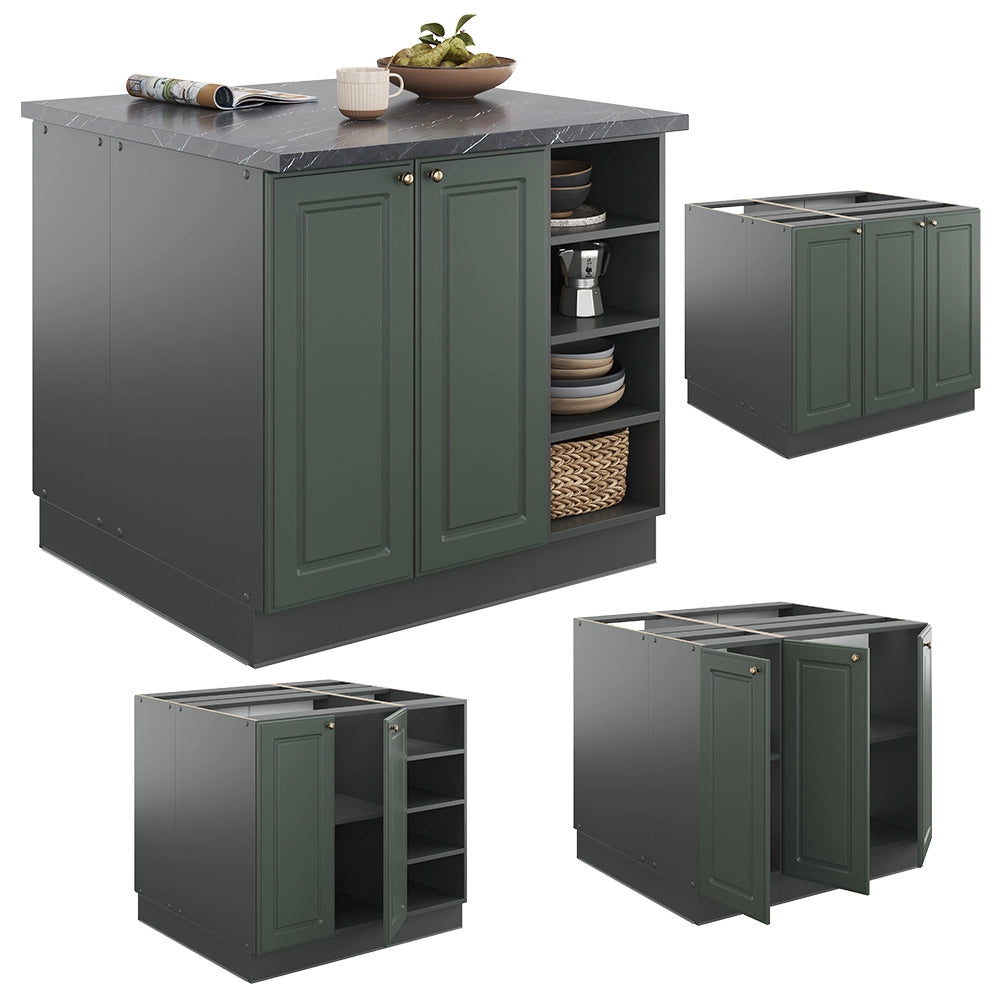 Isola cucina Fame-Line Verde-oro rustico/Antracite 90 cm senza piano di lavoro Vicco