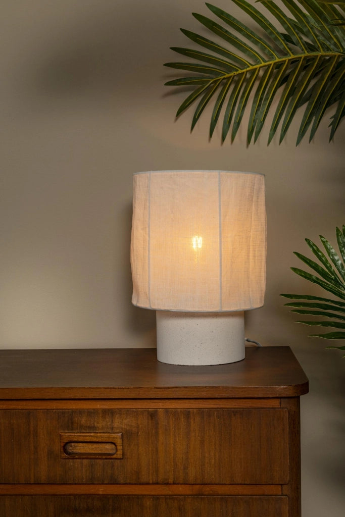 Lampada da tavolo TISSAJA bianca cemento lino Lucide