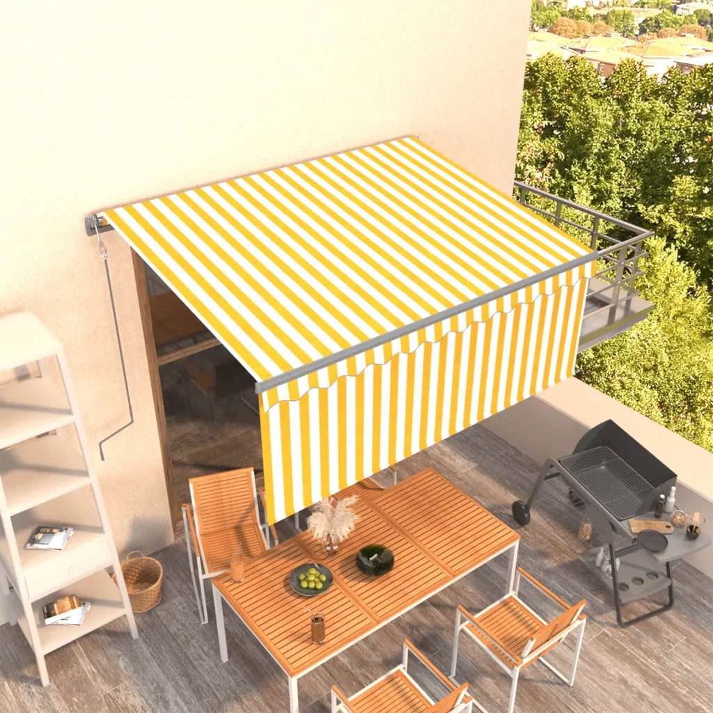 Tenda Sole Retrattile Automatica e Parasole 3x2,5mGialla Bianca 3069388