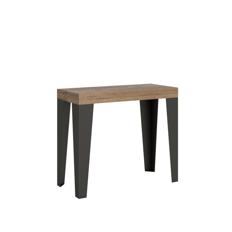 Consolle allungabile 90x40/196 cm Flame Small Premium telaio Antracite - Quercia Natura