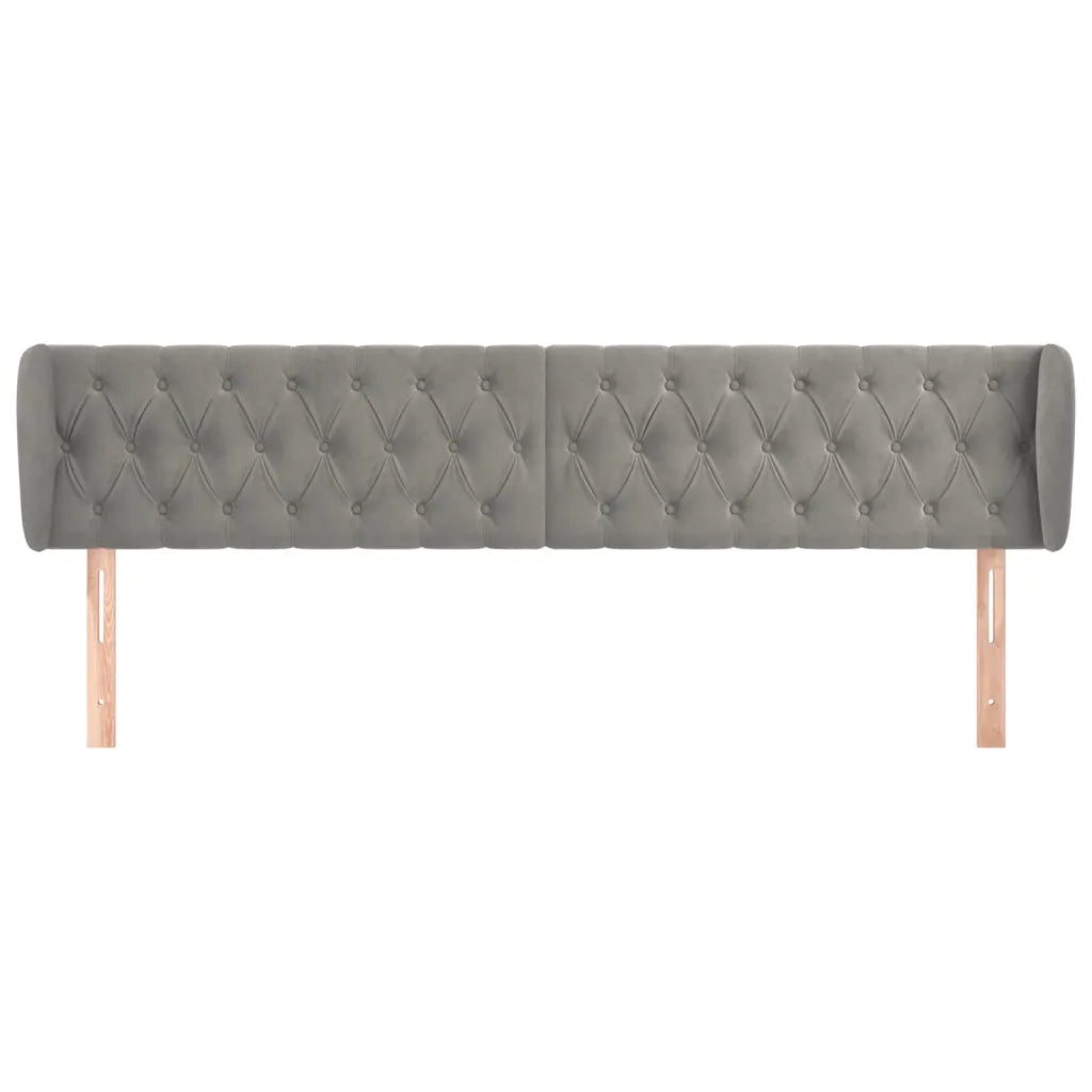 Testiera | Testata ad Orecchio Grigio Chiaro 183x23x78/88 cm in Velluto
