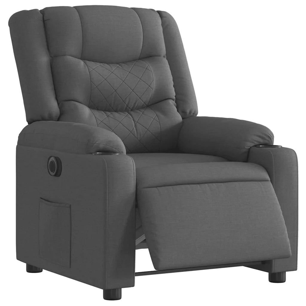 Poltrona | Sedia Relax Elettrica Reclinabile Grigio Scuro in Tessuto