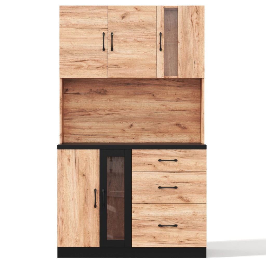 Mobile cucina alto con 3 cassetti; LED; prese USB e EU; MDF; 105x40x180 cm