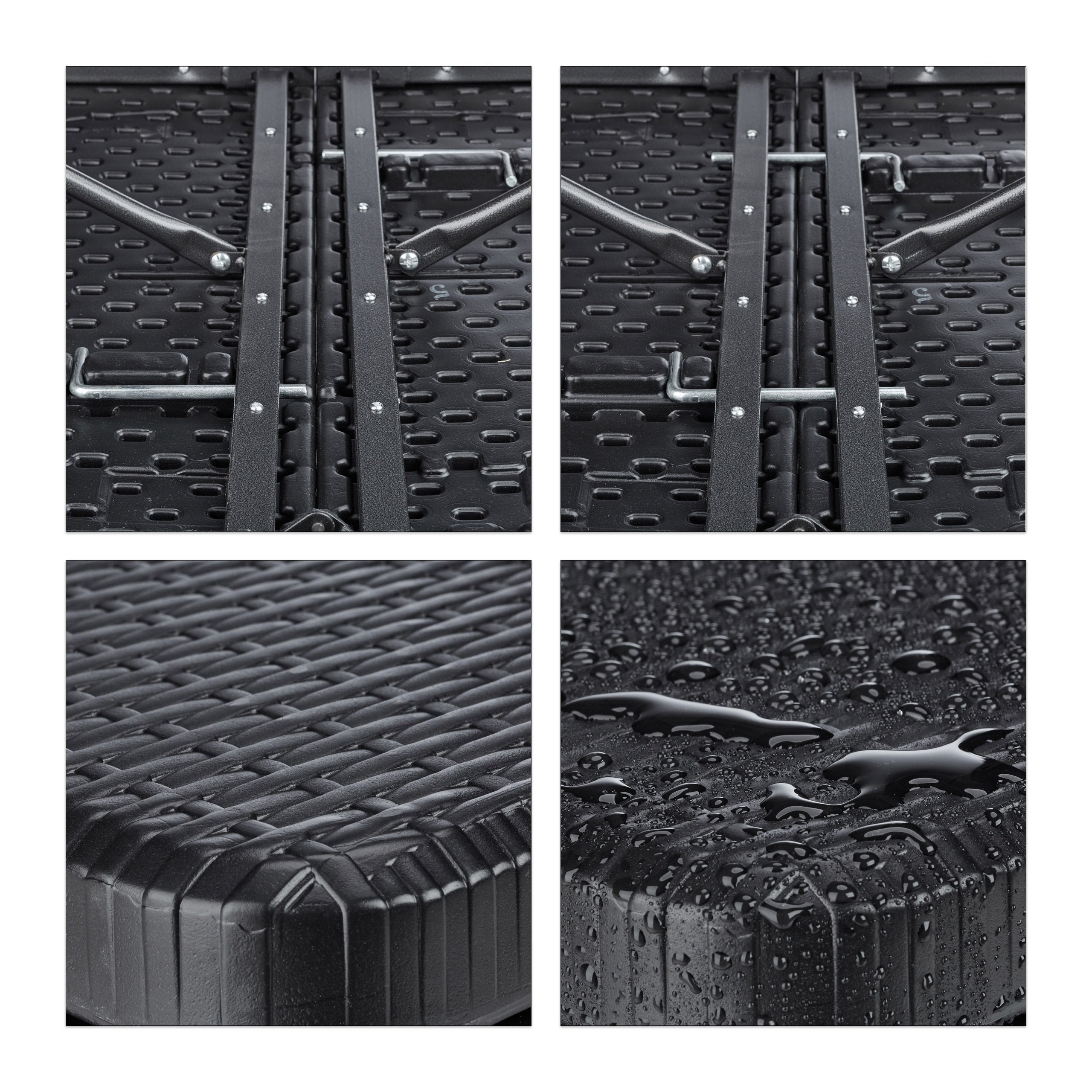 Tavolo da giardino pieghevole da campeggio 72 x 178 x 74 cm nero 2013111